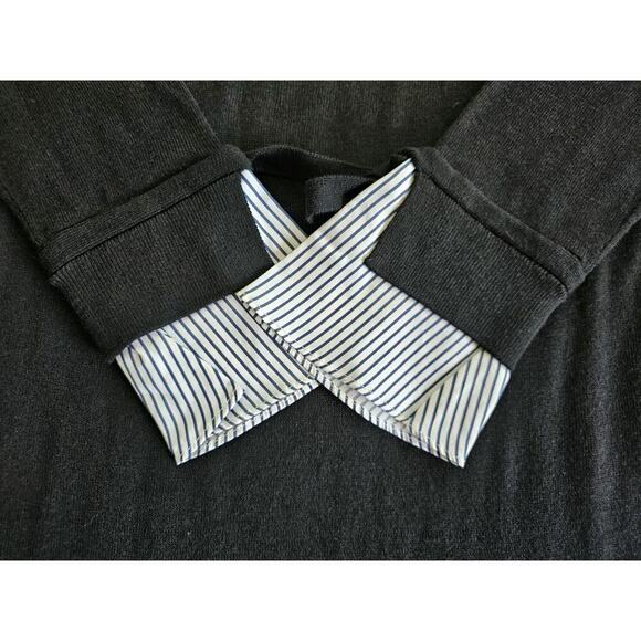 LOFT Wool Blend Sweater Tied Shirt Cuff Pullover Dress Black Womens Size S NWT - Picture 5 of 12